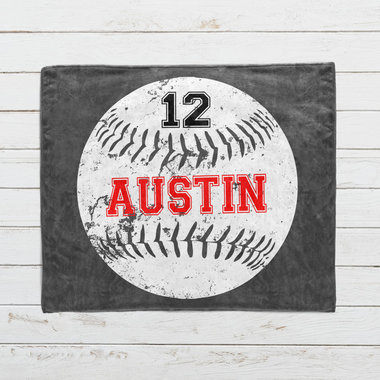 Personalized Distressed Baseball Blanket