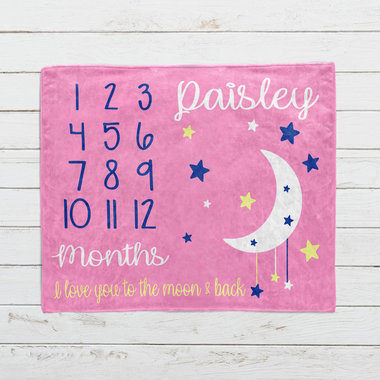 I Love You to the Moon and Back Milestone Blanket