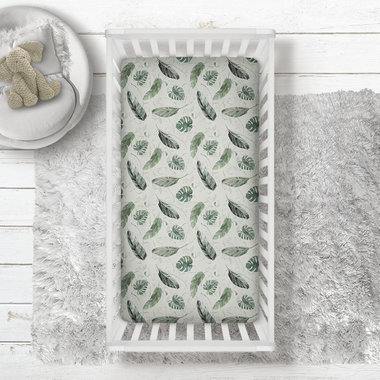 Tropical Leaves Fitted Crib Sheet