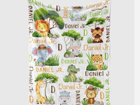 Personalized African Safari Animals Blanket