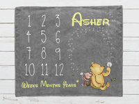 Personalized Winnie the Pooh Dandelions Milestone Blanket