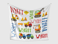 Personalized Construction Trucks Blanket