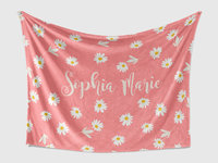Personalized Floral Daisy Name Blanket