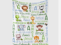 Personalized Safari Animals Baby Blanket