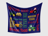 Personalized Blanket with Tractors and Name
