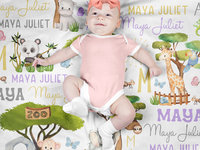 Personalized Zoo Animals Baby Blanket
