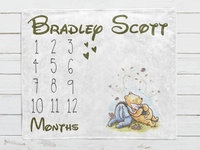 Personalized Vintage Winnie the Pooh Milestone Blanket