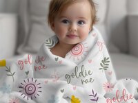Personalized Boho Sun & Wildflower Baby Blanket