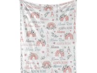 Personalized Boho Floral Rainbow Blanket