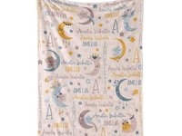 Personalized Boho Moon and Stars Blanket