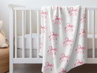 Personalized Pink bow baby Name blanket