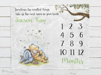 Personalized Vintage Winnie the Pooh and Eeyore Milestone Blanket