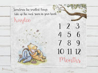 Personalized Vintage Winnie the Pooh and Eeyore Milestone Blanket