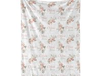 Coral Sage Floral Baby Name Blanket