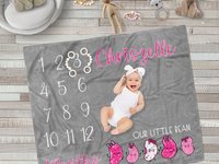Personalized Our Little Bean Baby Milestone Blanket 