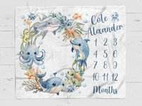 Personalized Sea Life Baby Milestone Blanket