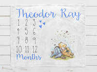 Personalized Vintage Winnie the Pooh Milestone Blanket