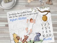 Winnie the Pooh Milestone Name Blanket