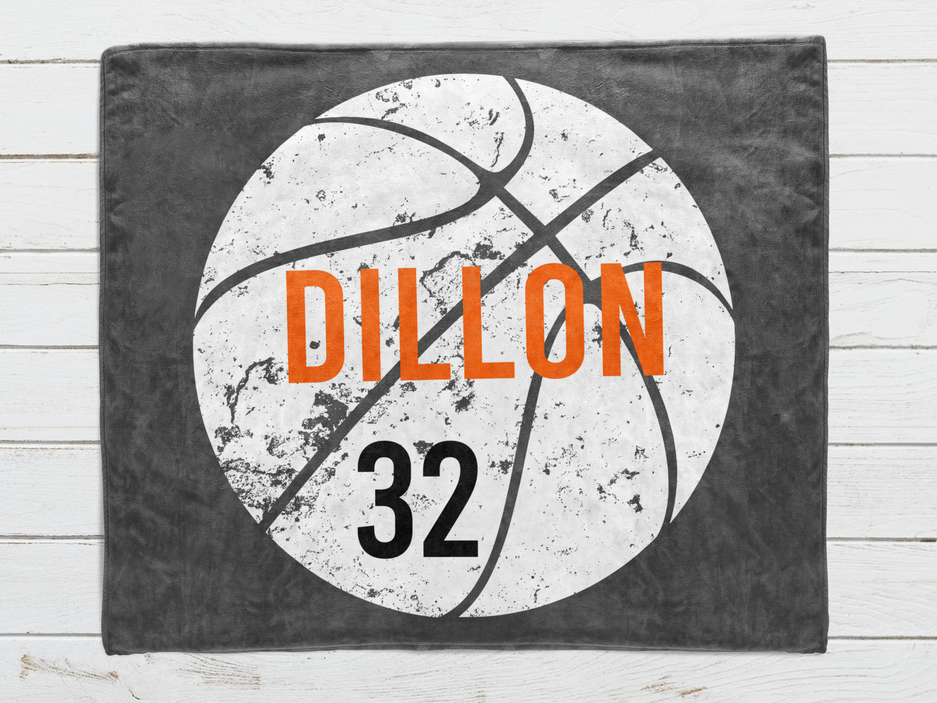 Personalized Distressed Basketball Blanket