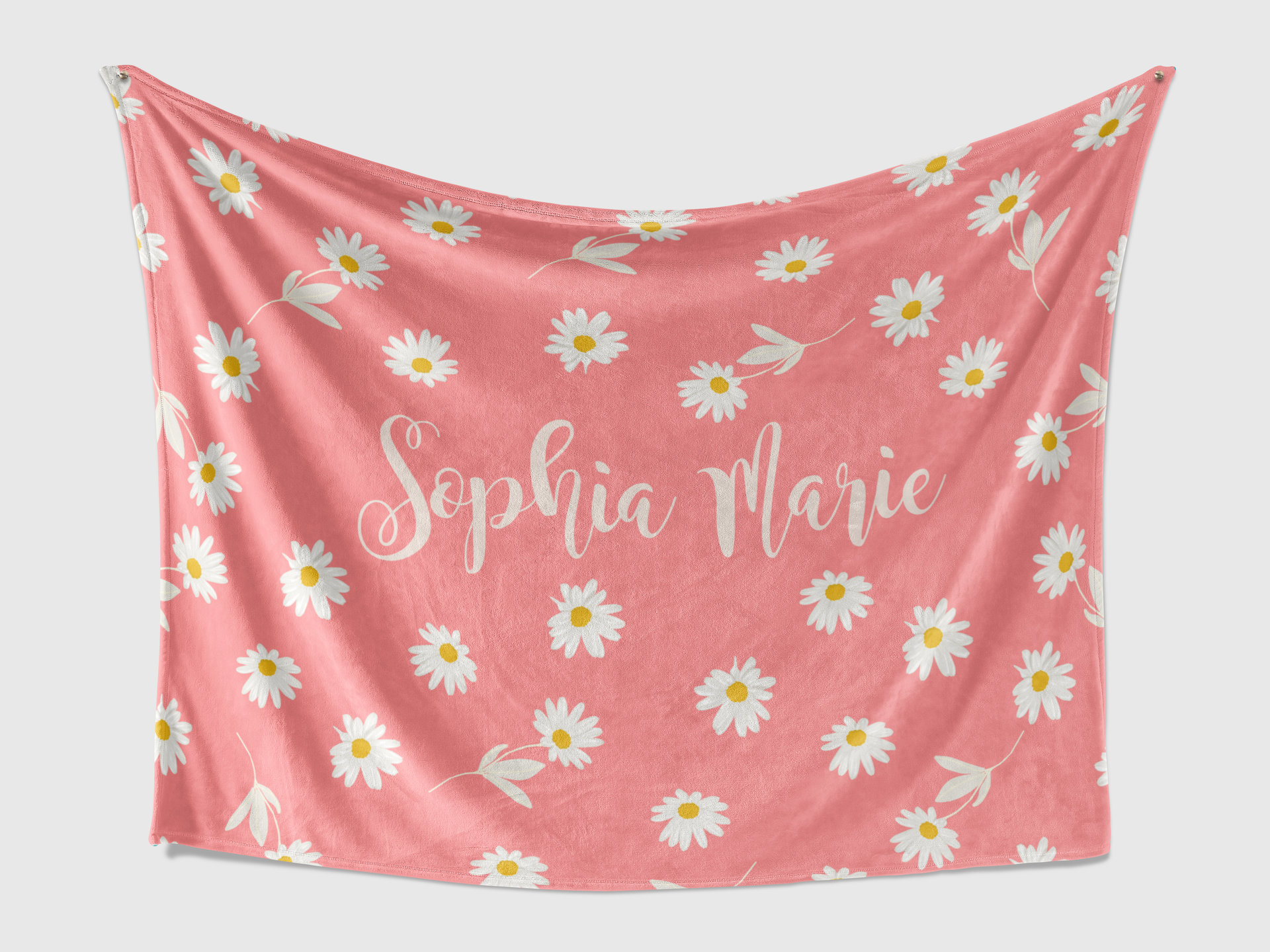 Personalized Floral Daisy Name Blanket