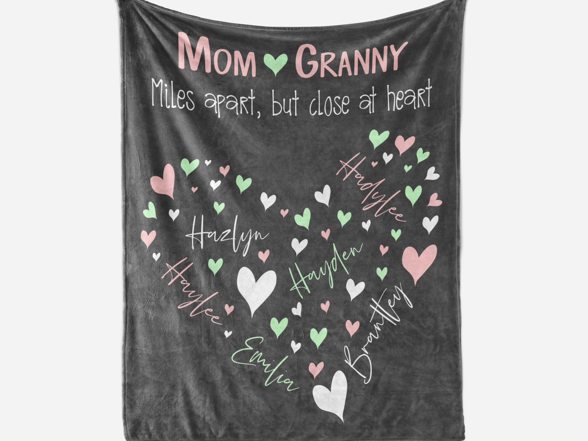Personalized Family Names Heart Blanket