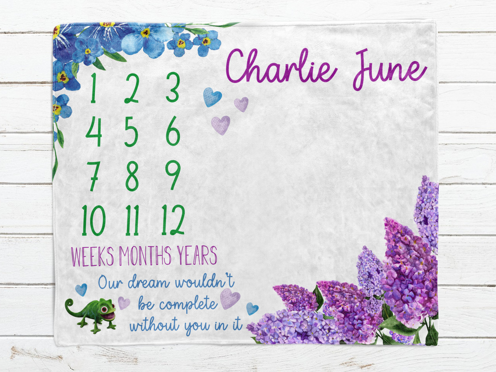 Personalized Floral Baby Milestone Blanket