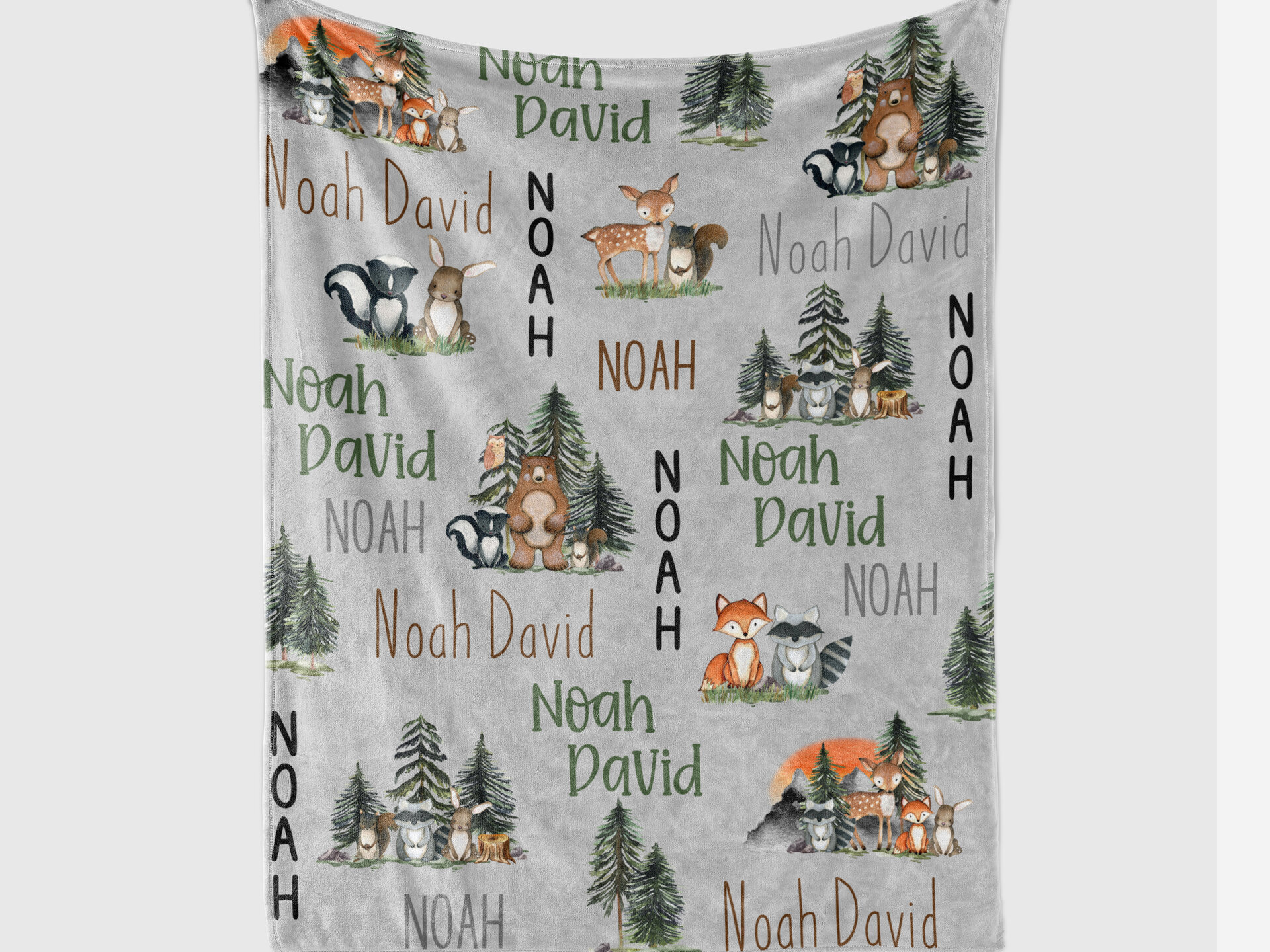 Personalized Forest Animals Baby Blanket