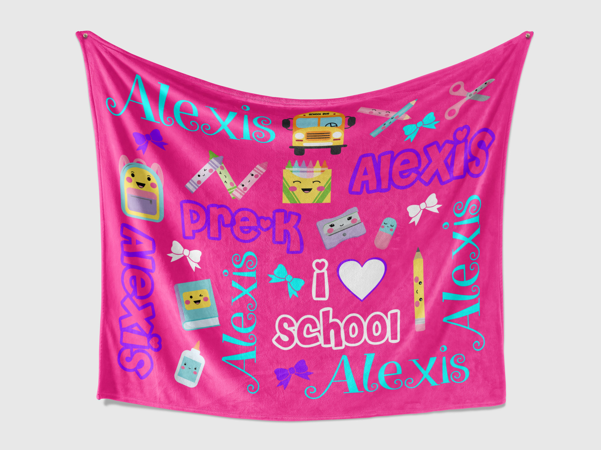 Personalized I Love School Blanket
