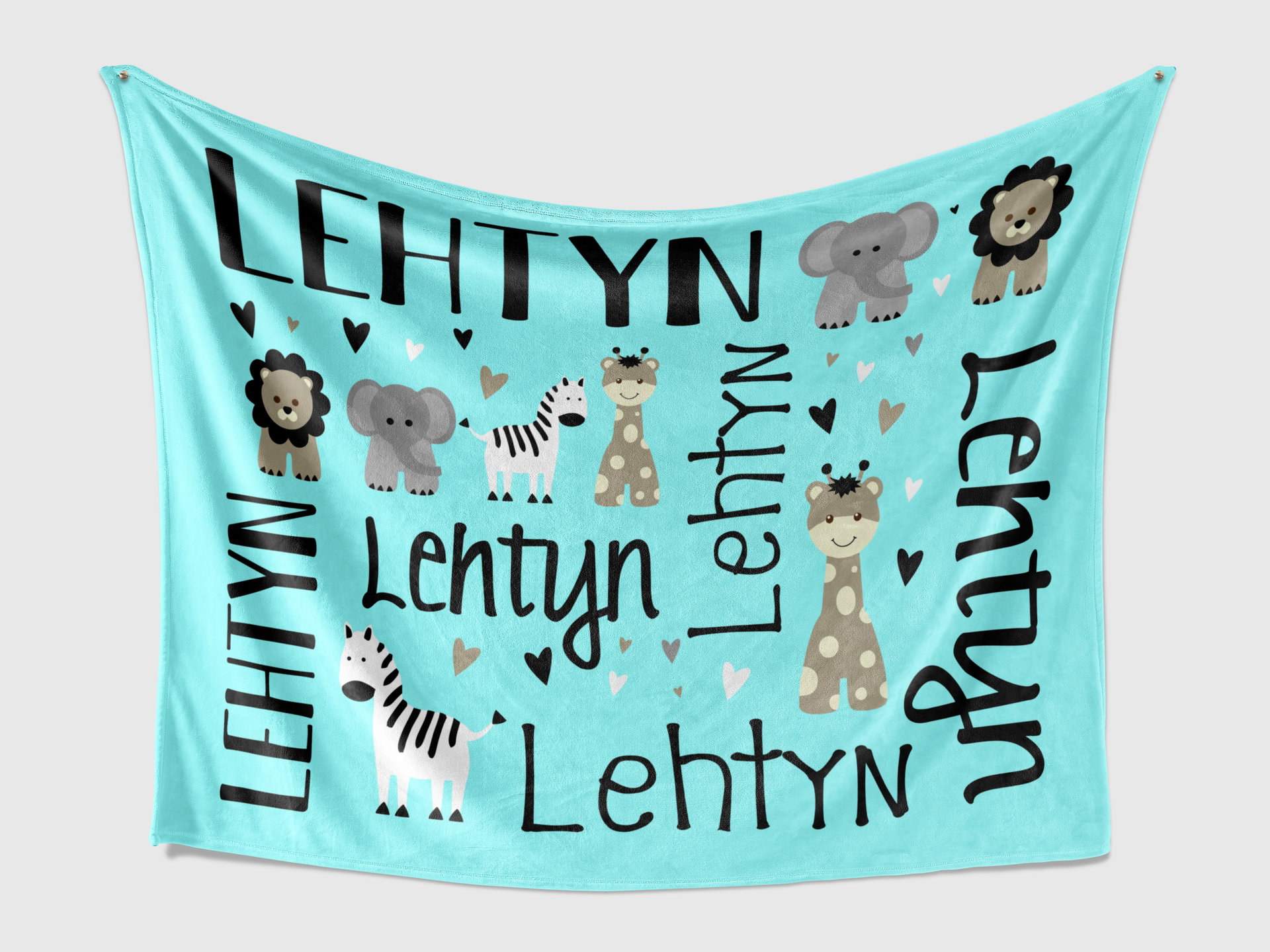 Personalized Jungle Animals Baby Blanket
