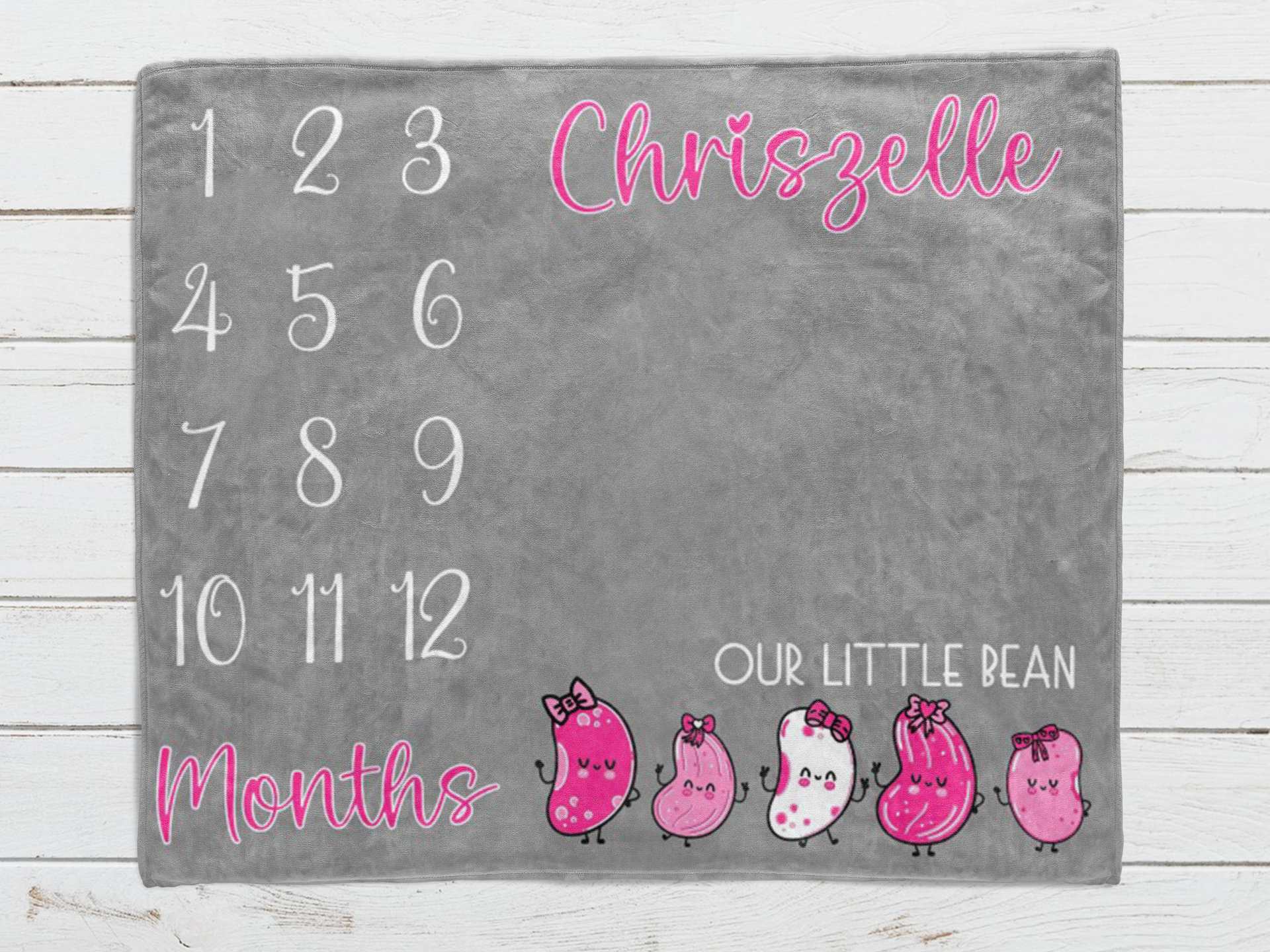 Personalized Our Little Bean Baby Milestone Blanket 