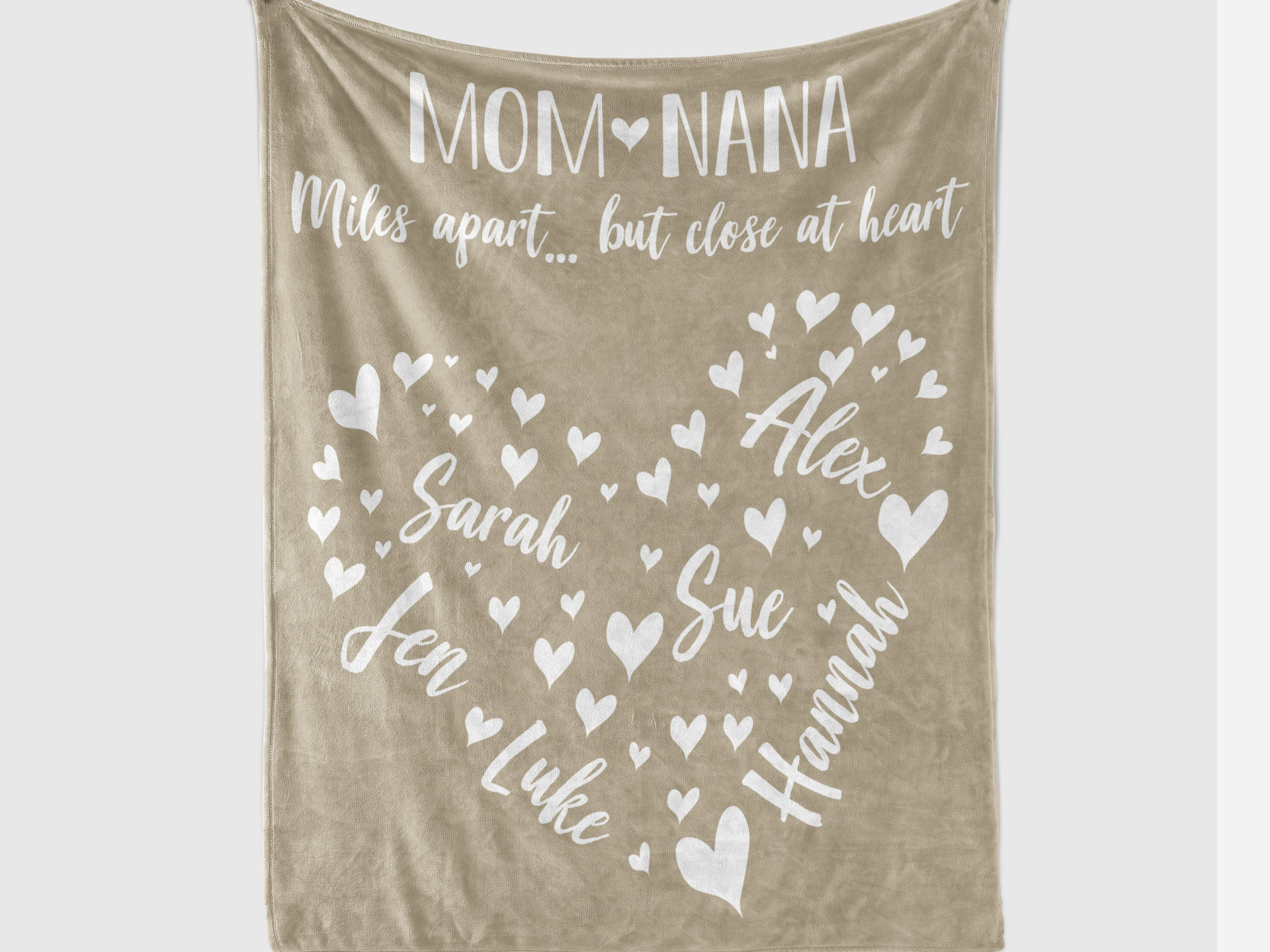 Personalized Family Names Heart Blanket
