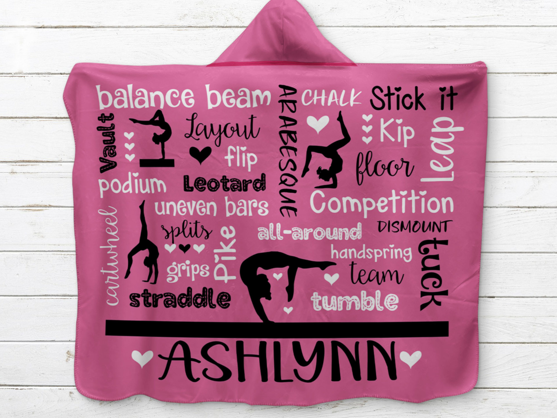 Personalized Gymnastics Hooded Sherpa Blanket