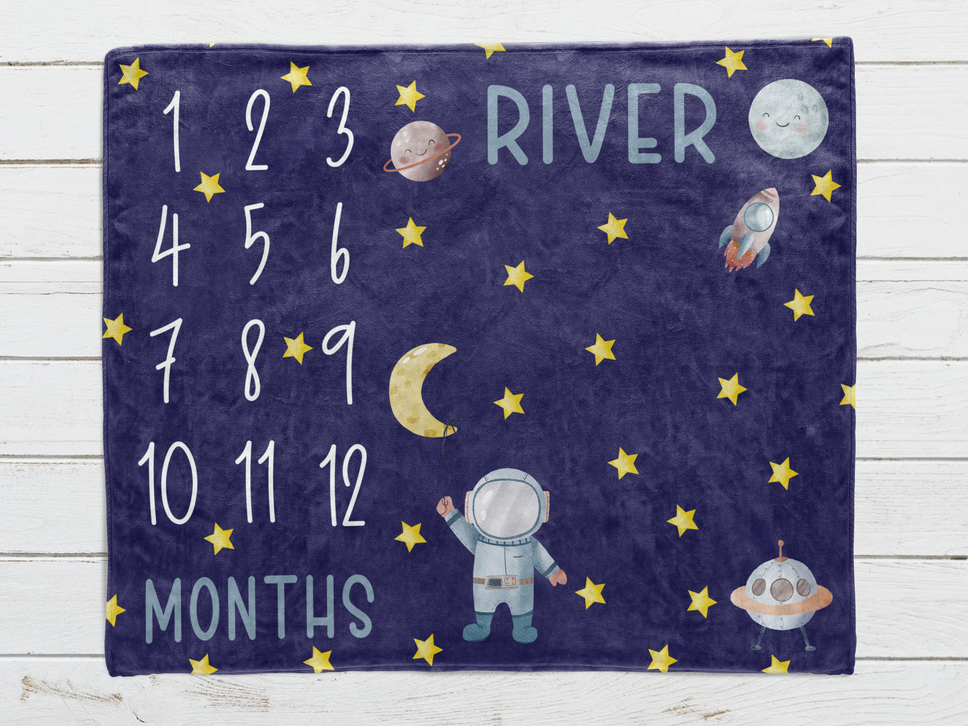 Personalized Outer Space Milestone Blanket