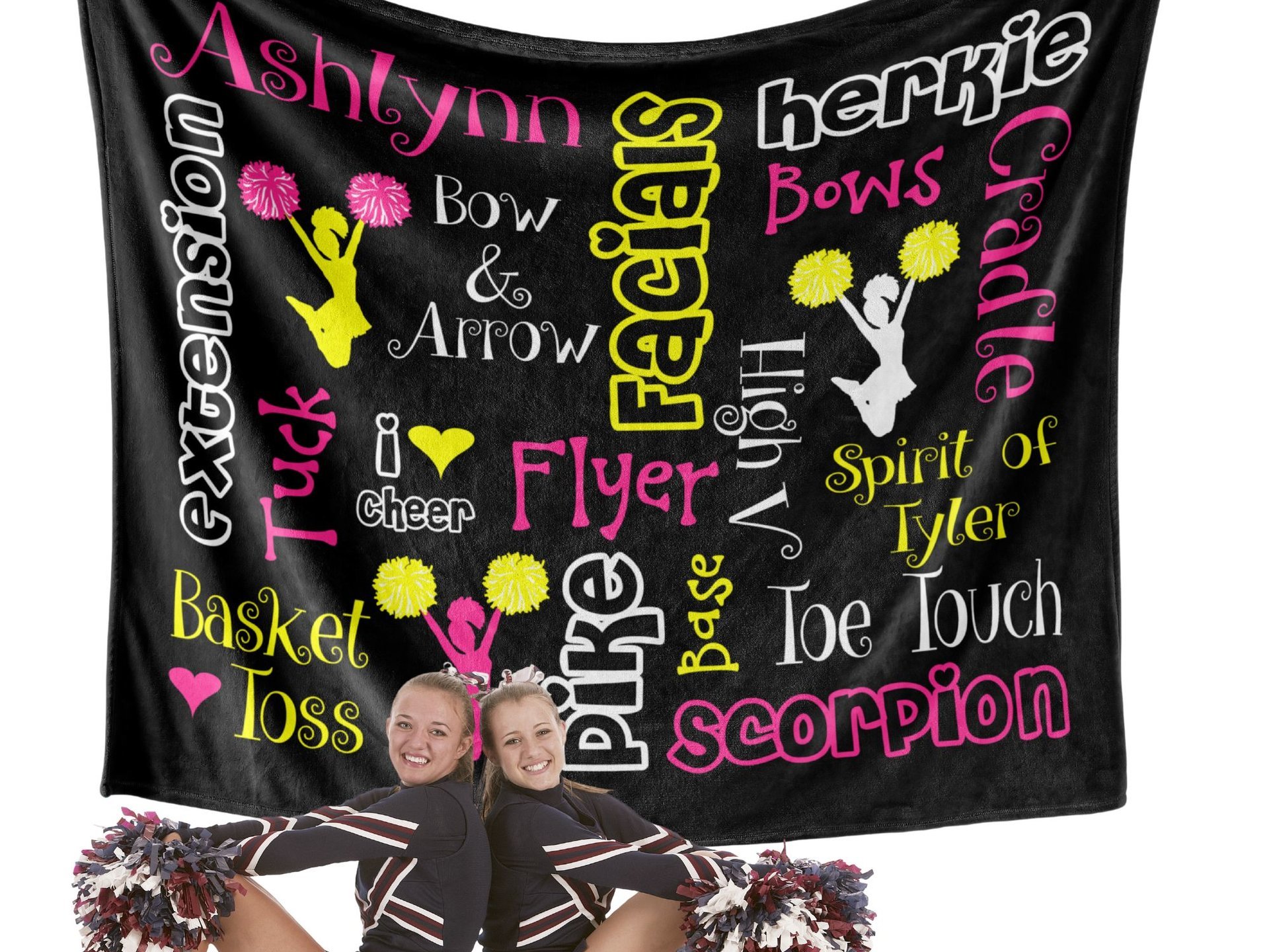 Personalized Cheer Blanket with Cheer Words