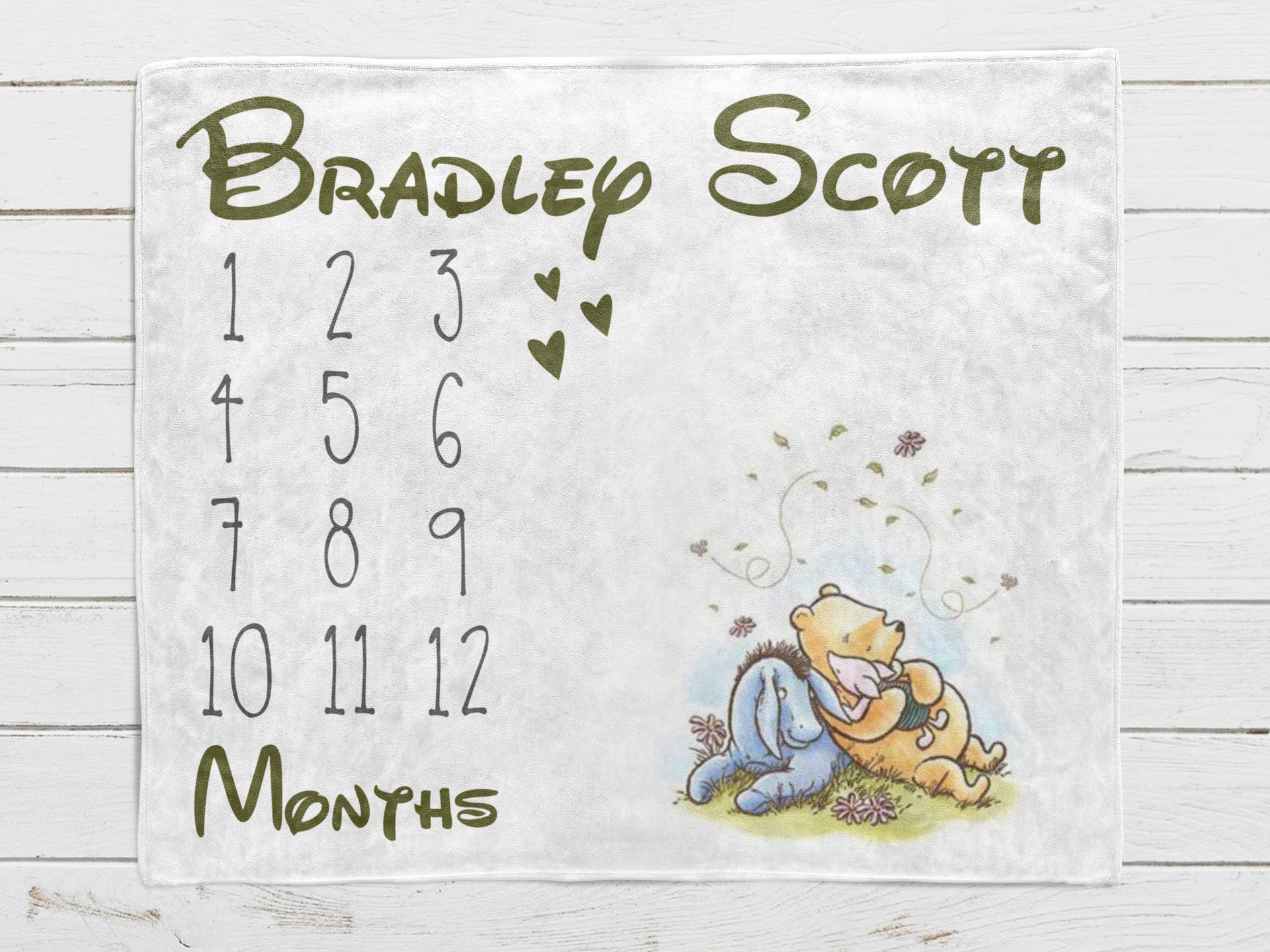 Personalized Vintage Winnie the Pooh Milestone Blanket