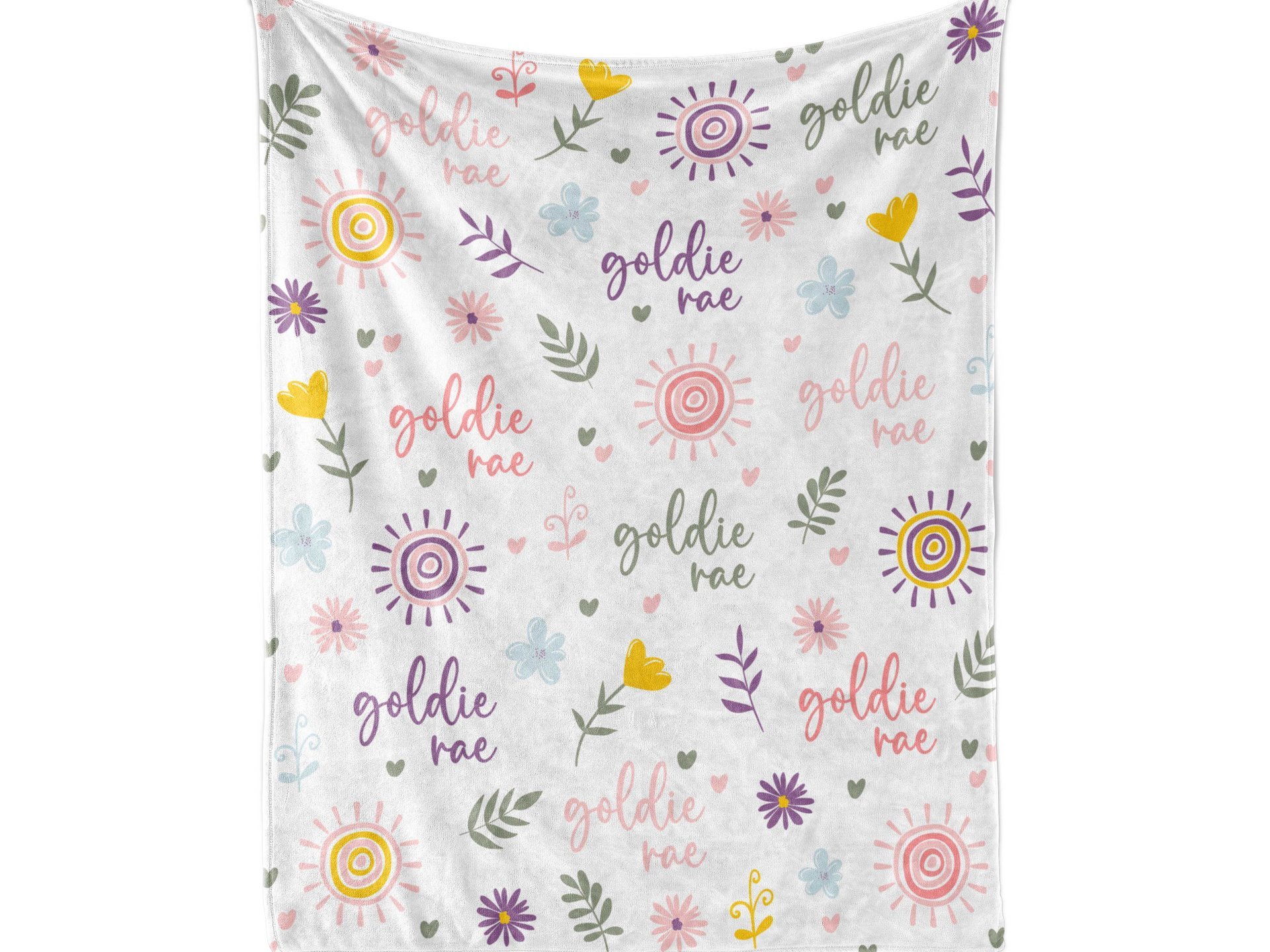 Personalized Boho Sun & Wildflower Baby Blanket