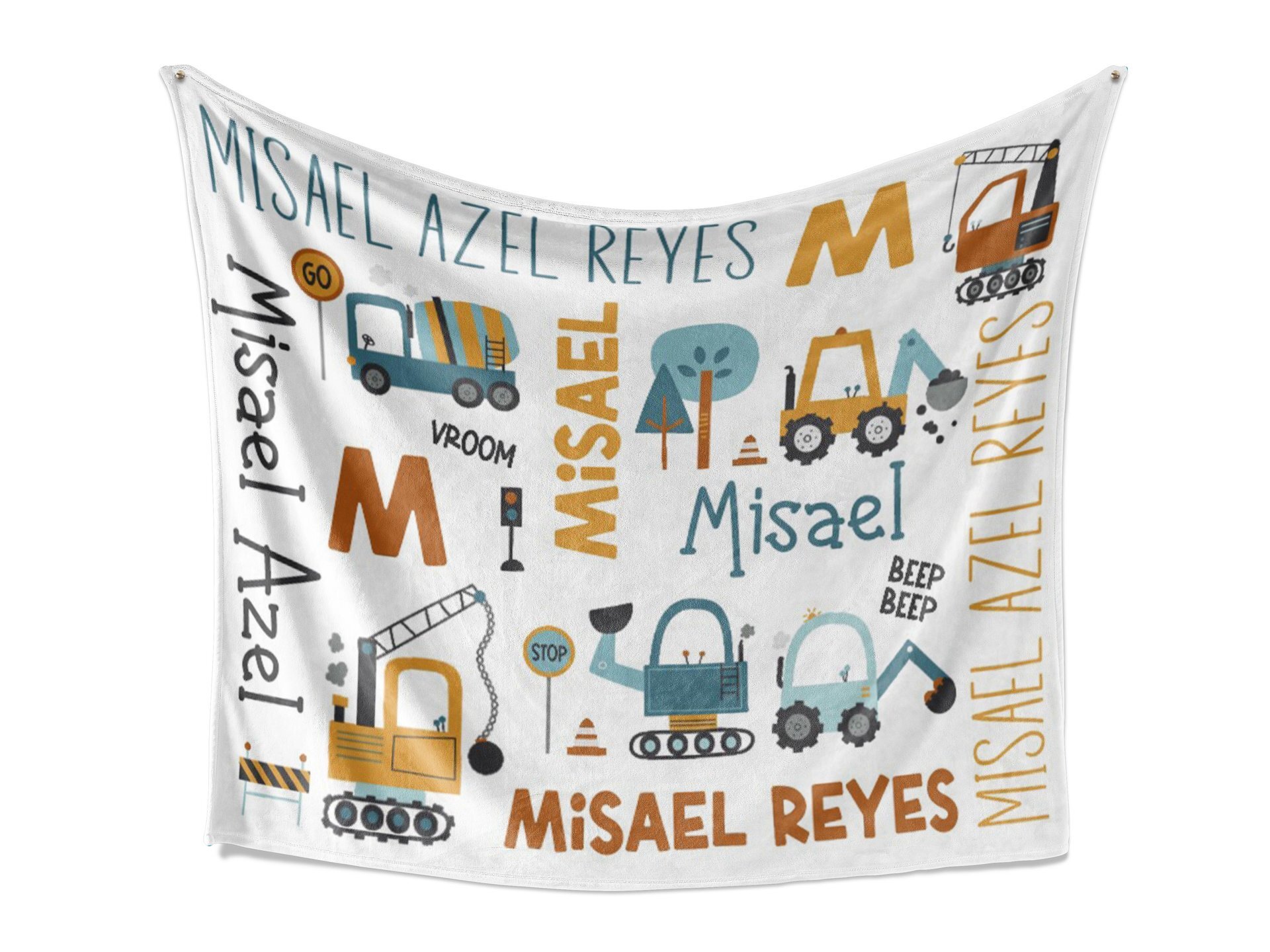 Personalized Construction Trucks Blanket