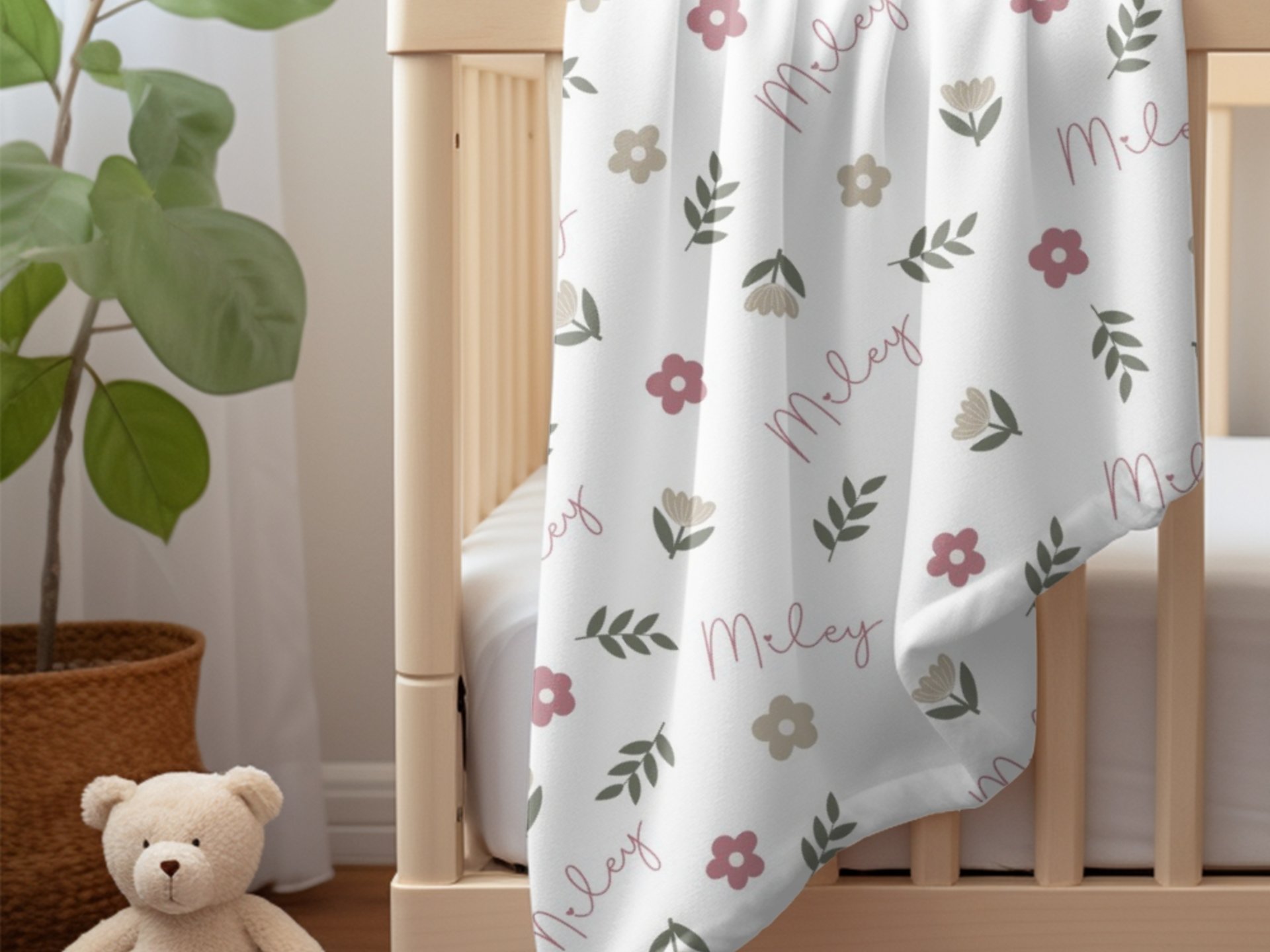 Boho floral baby blanket