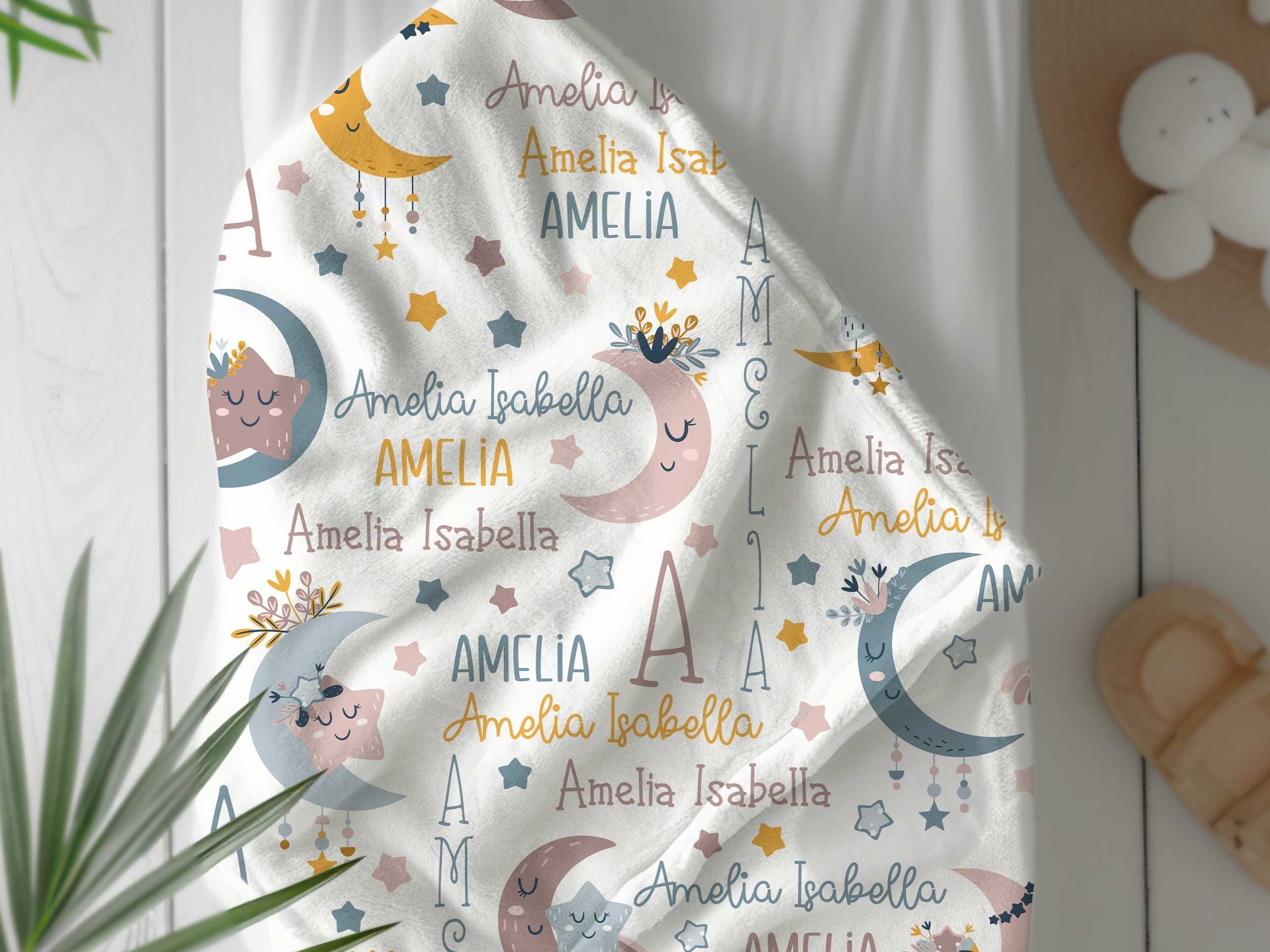 boho moon and stars blanket