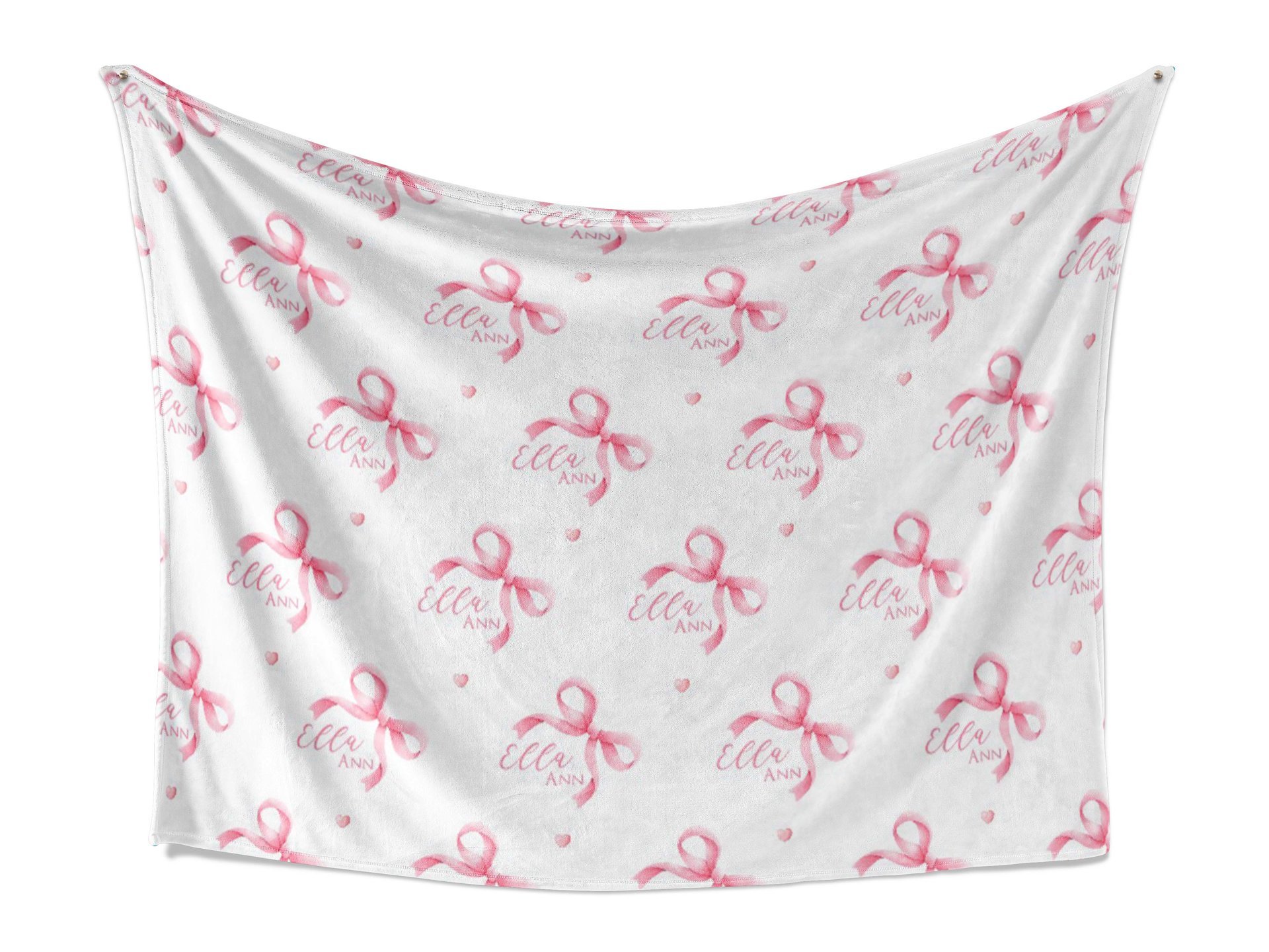 Personalized Pink bow baby Name blanket
