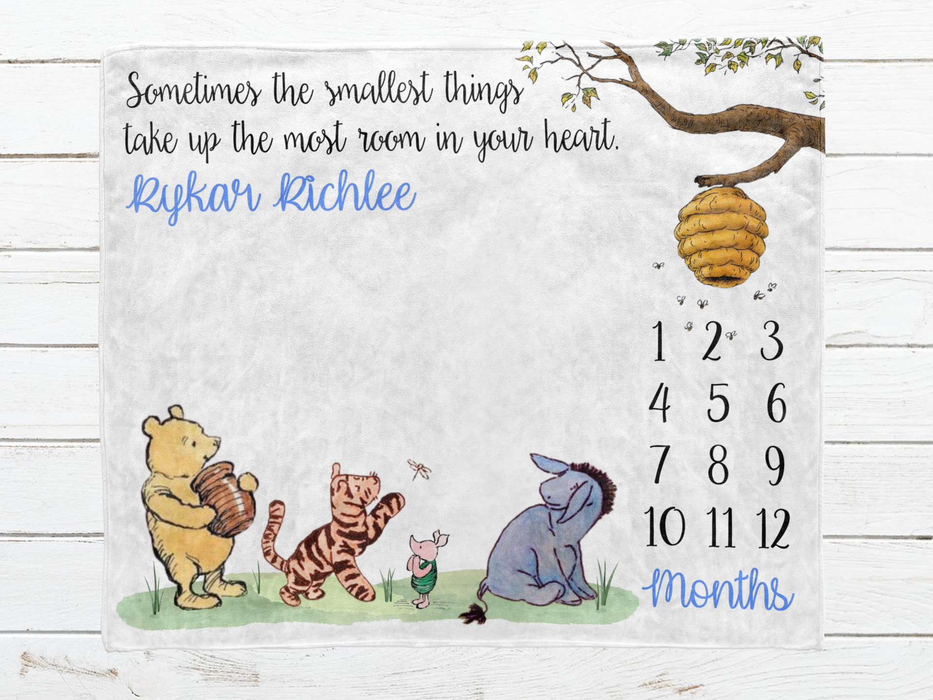 Winnie the Pooh Milestone Name Blanket