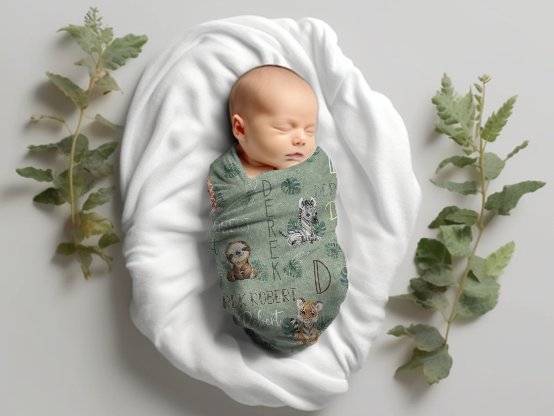 Jungle Safari Animals Personalized Baby Blanket