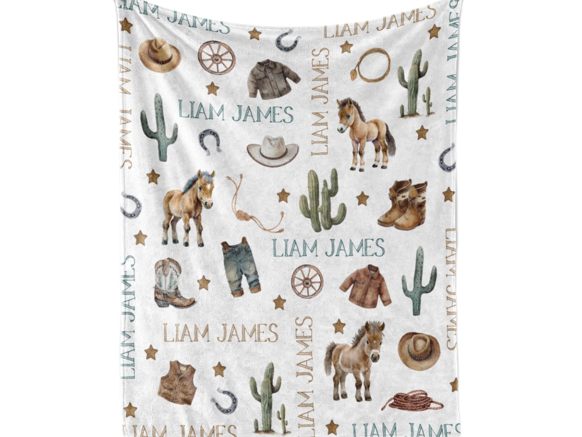 Custom Little Cowboy Baby Blanket 
