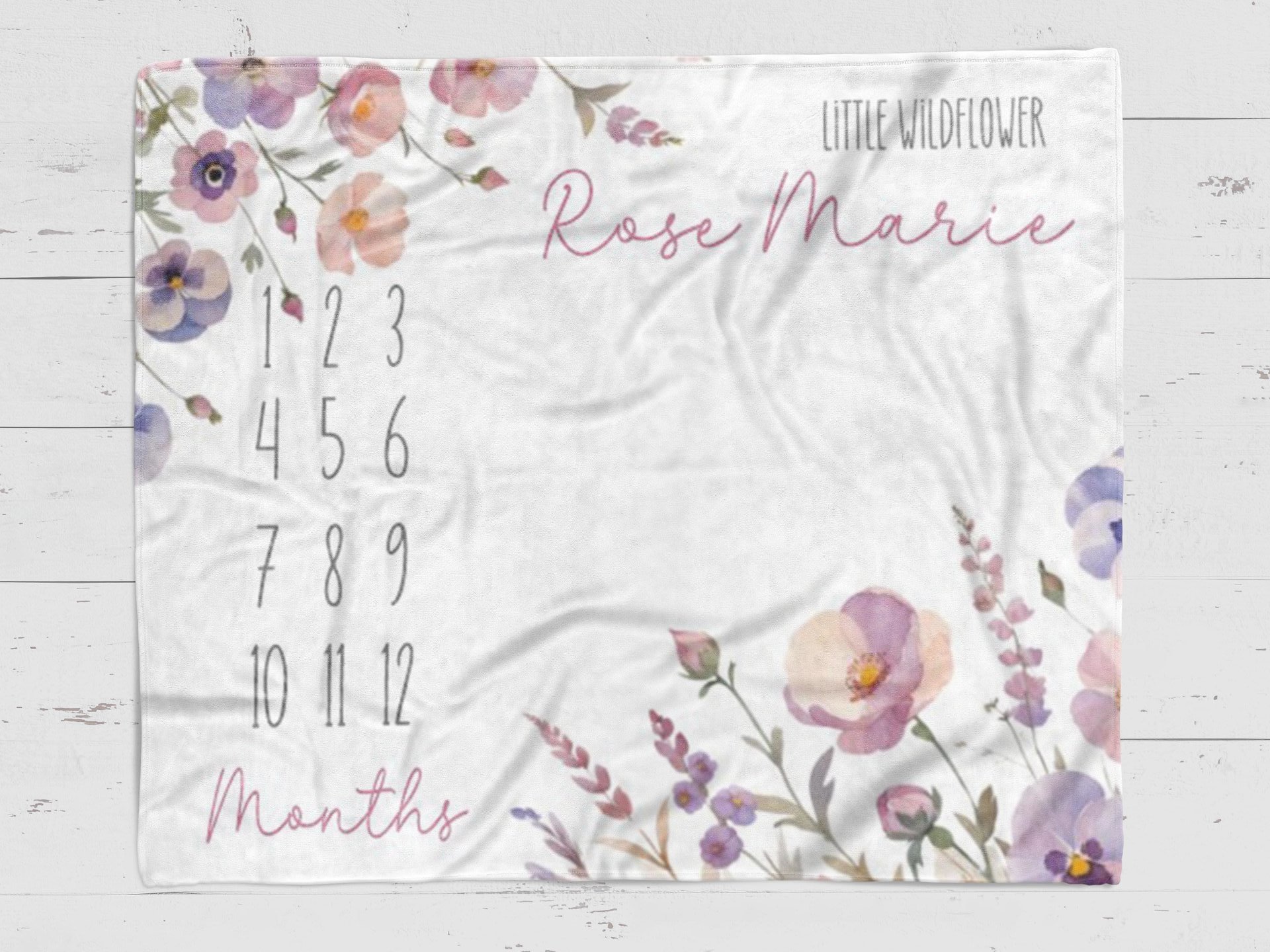 Personalized Our Little Wildflower Baby Milestone Blanket
