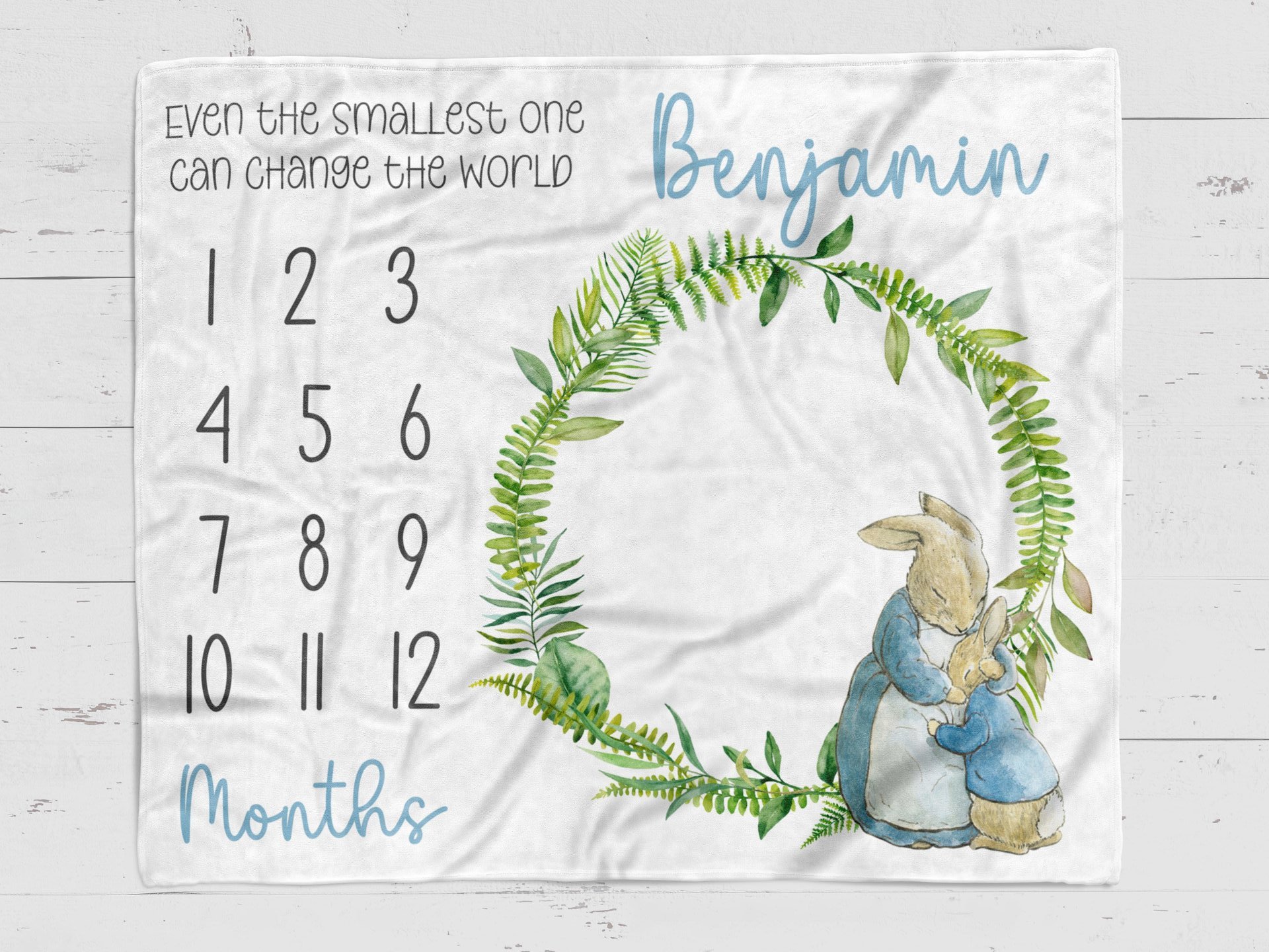 Personalized peter rabbit milestone blanket
