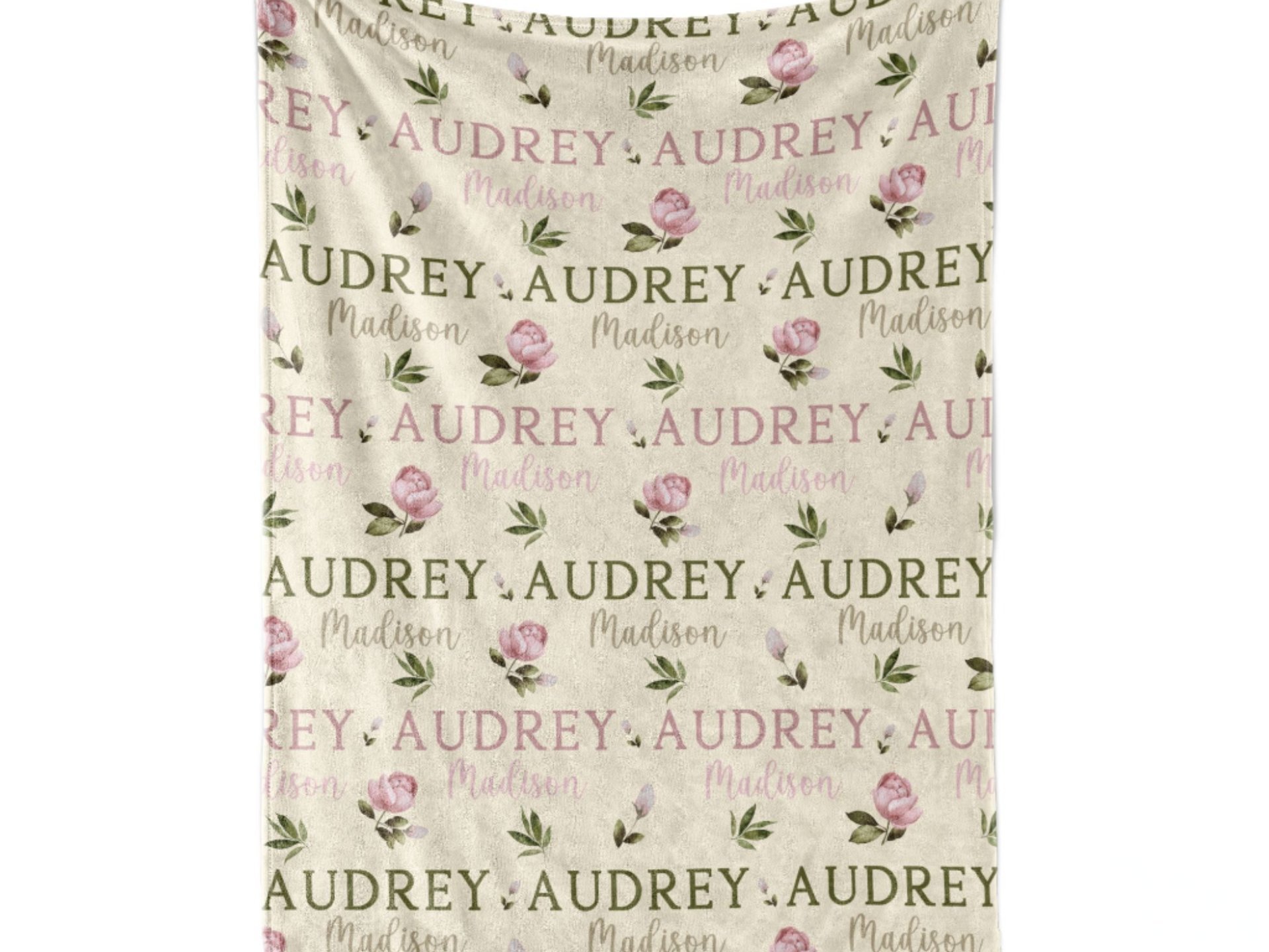 Personalized Pink Floral Baby Name Blanket 