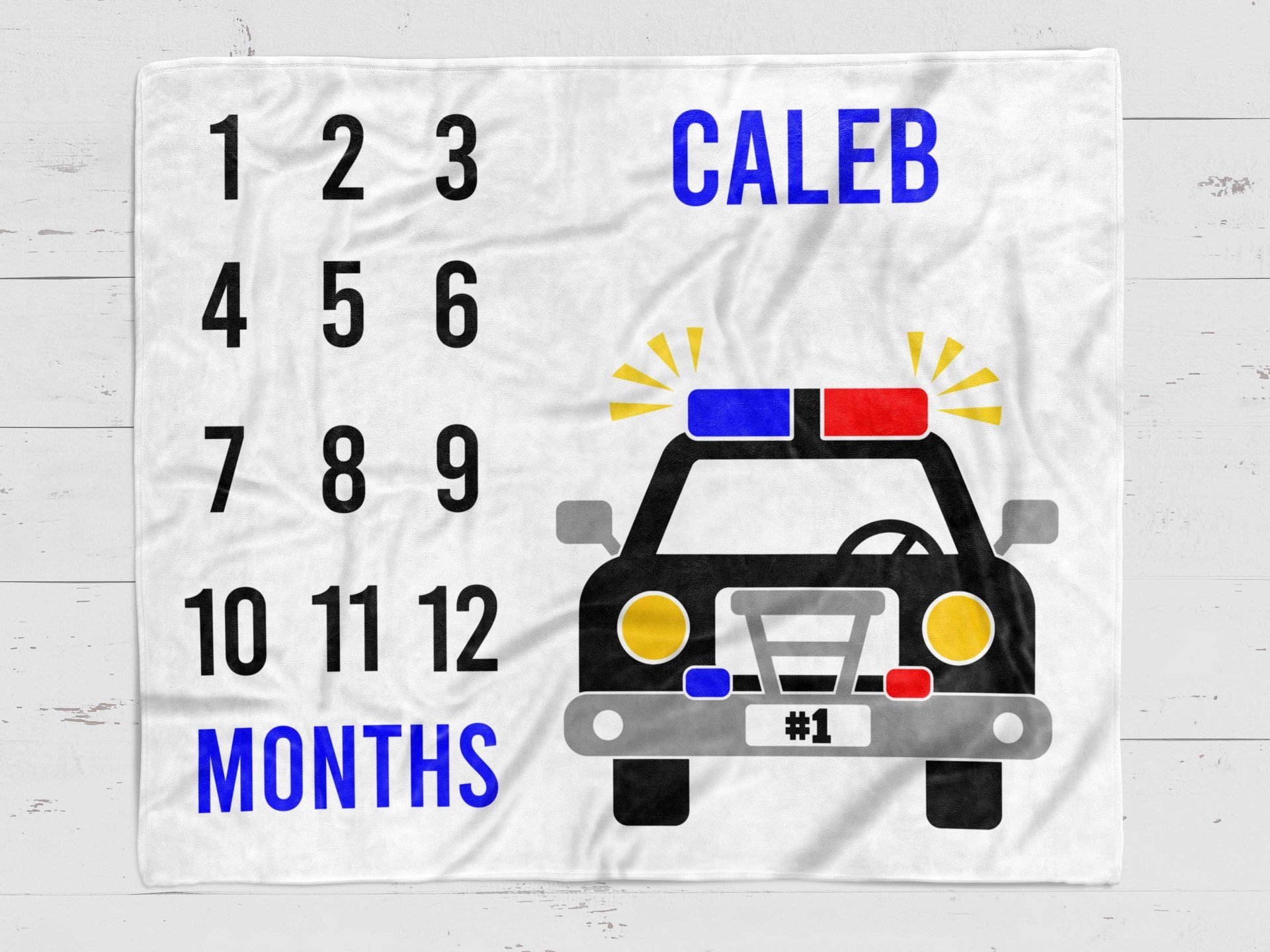 Personalized Police Car Milestone Blanket