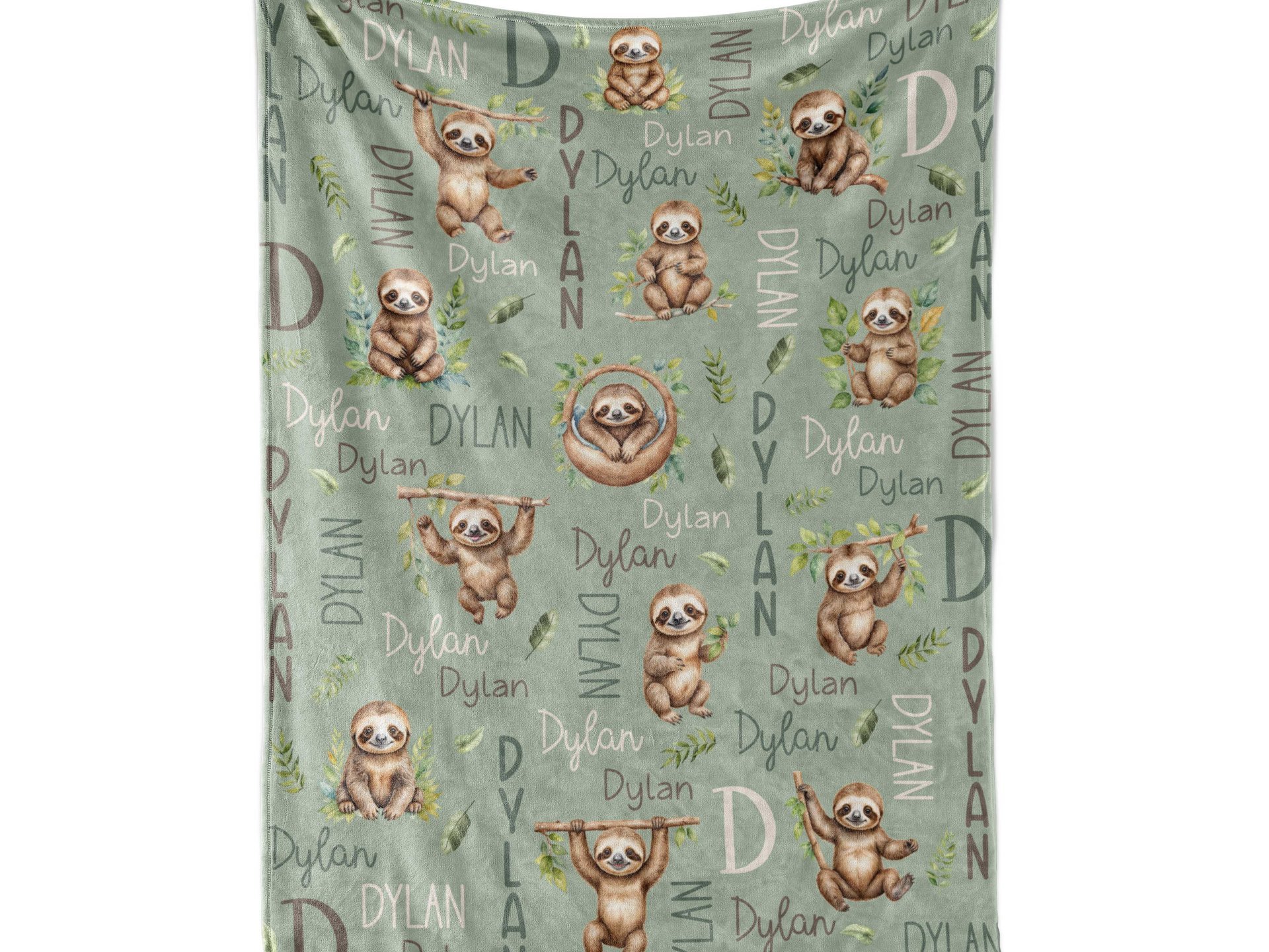 Personalized Sloth Baby Blanket