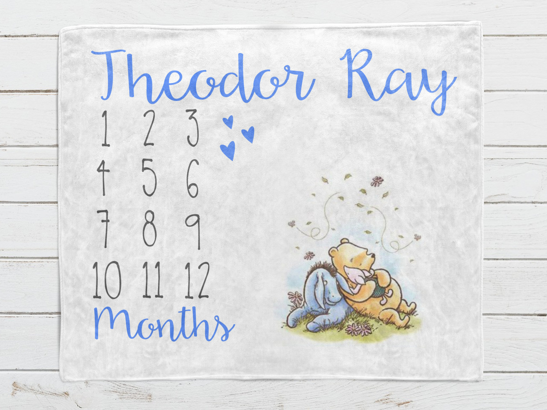 Personalized Vintage Winnie the Pooh Milestone Blanket