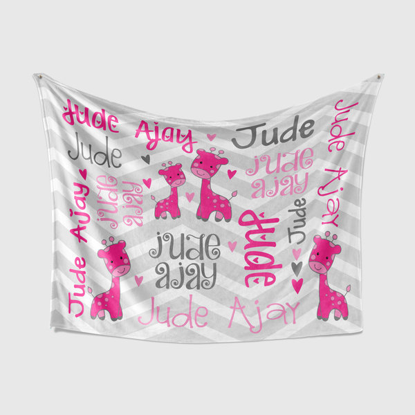 Personalized Giraffe Baby Blanket